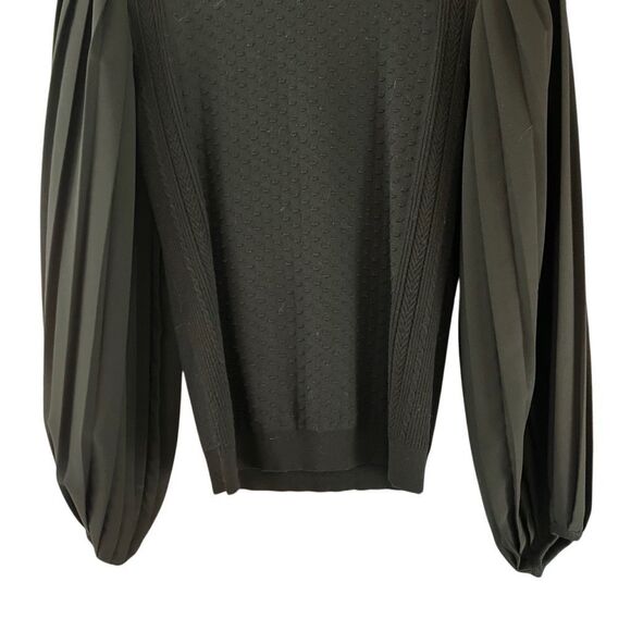 WHBM Sheer Puff Sleeve Textured Knit Turtleneck Black Size Small - Picture 3 of 7